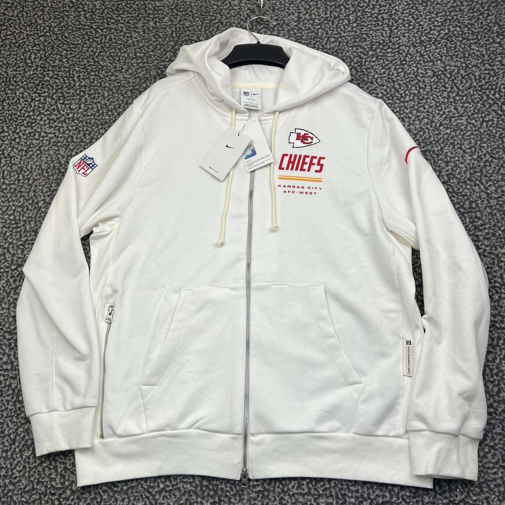 Nike Kansas City Chiefs NFL Dri-FIT Hoodie White Large Full Zip Long Sleeve New